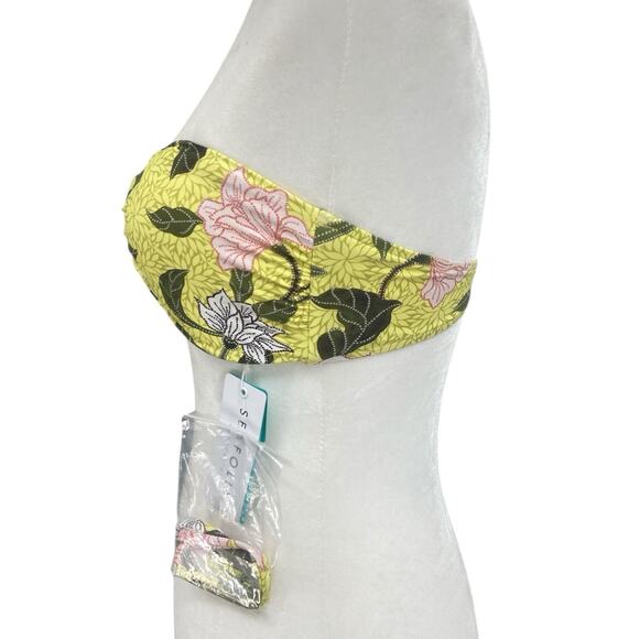 NWT Seafolly Women's Ring Front Bandeau Bikini Top Boheme Lime light US Size 6 - Picture 3 of 6